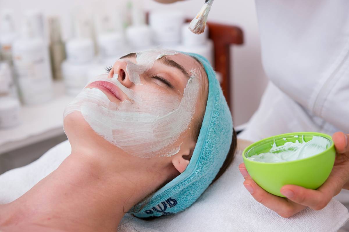 Anti aging exfoliant masque applied evenly on mature skin showing smoother texture and reduced fine lines